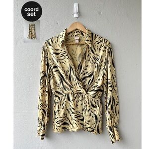 H&M | Animal Print Satin Knot Detail Top